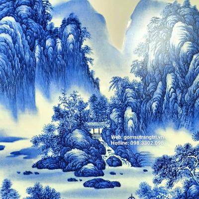 TRANH SỨ KHUNG GỖ GIANG SƠN LỘ TĨNH